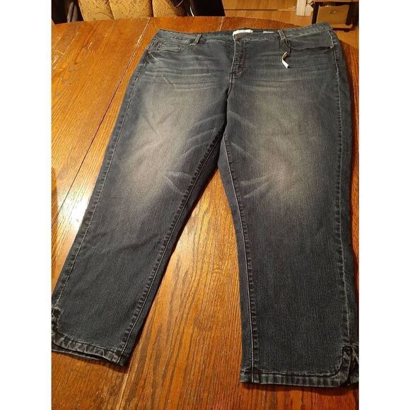 New 24W Angels Forever Young Skinny Crop High Rise Denim Blue Jeans Casual Pants - Picture 1 of 5